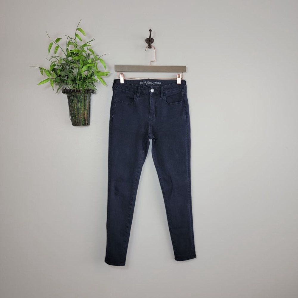 American Eagle Hi Rise Skinny Jegging Jeans Black Wash Stretch Denim AE 6